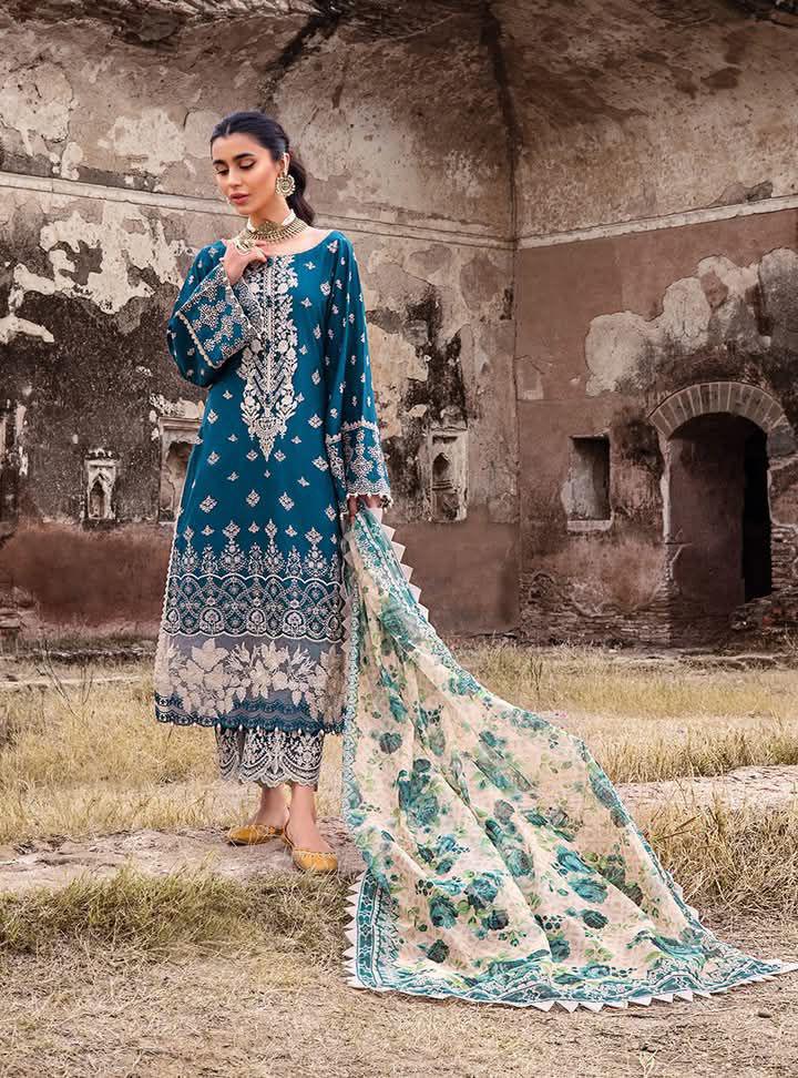 Lawn cotton with khaddi net digital print